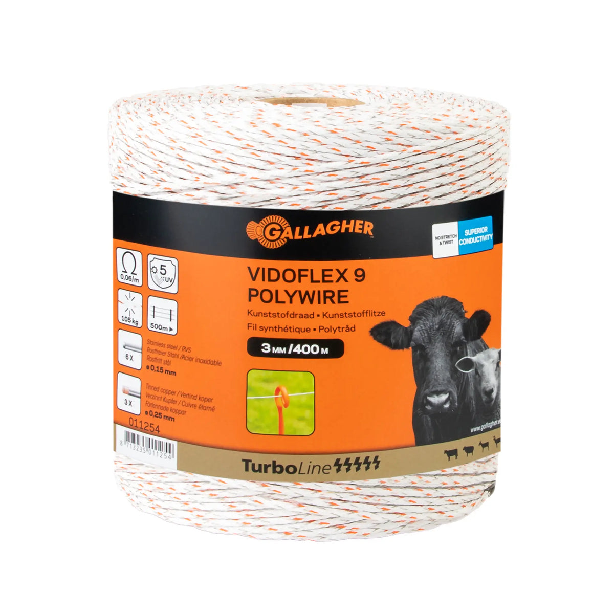Gallagher Vidoflex 9 TurboLine Plus Electric Fence Polywire