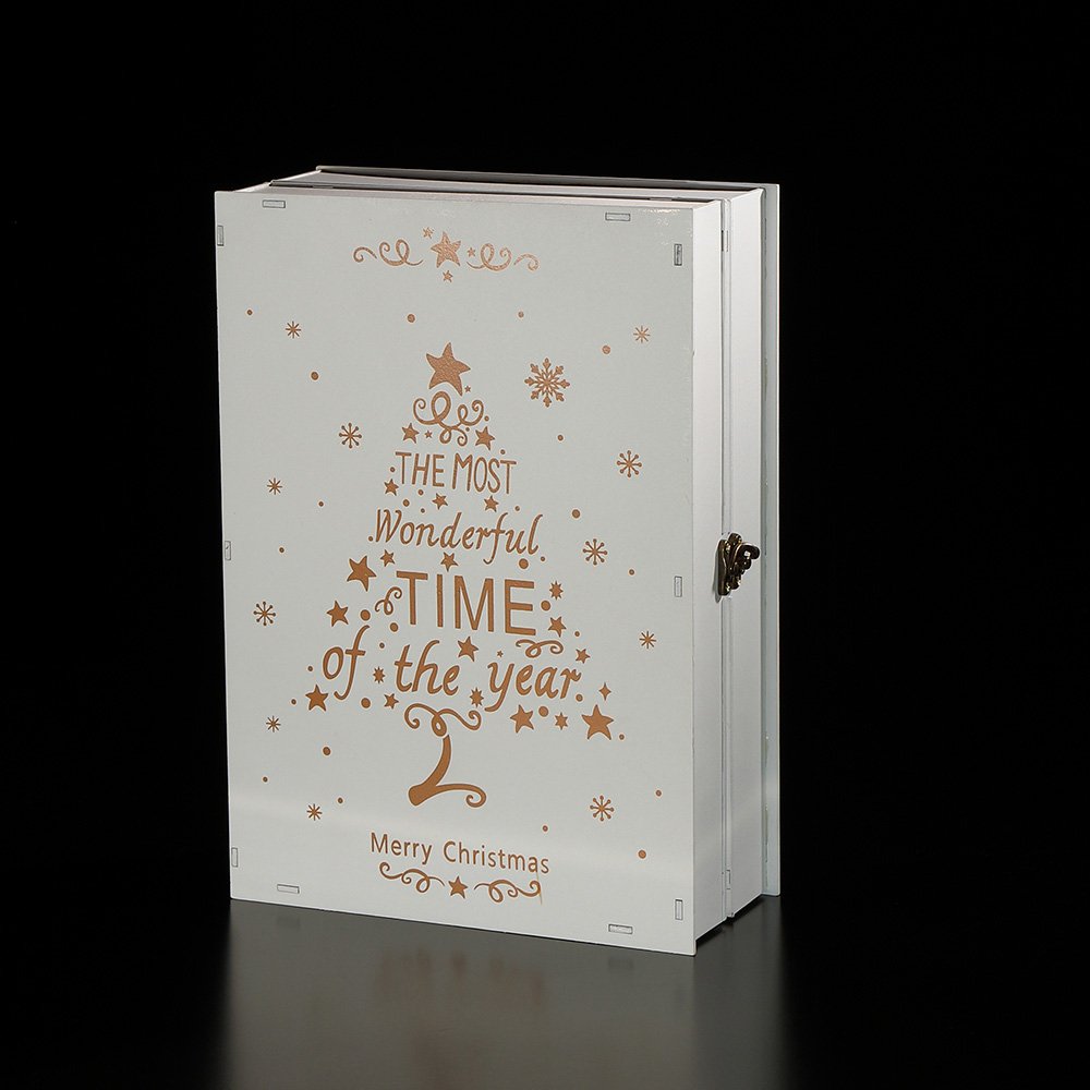 Noma White Wooden Book Advent Calendar with Warm White Leds