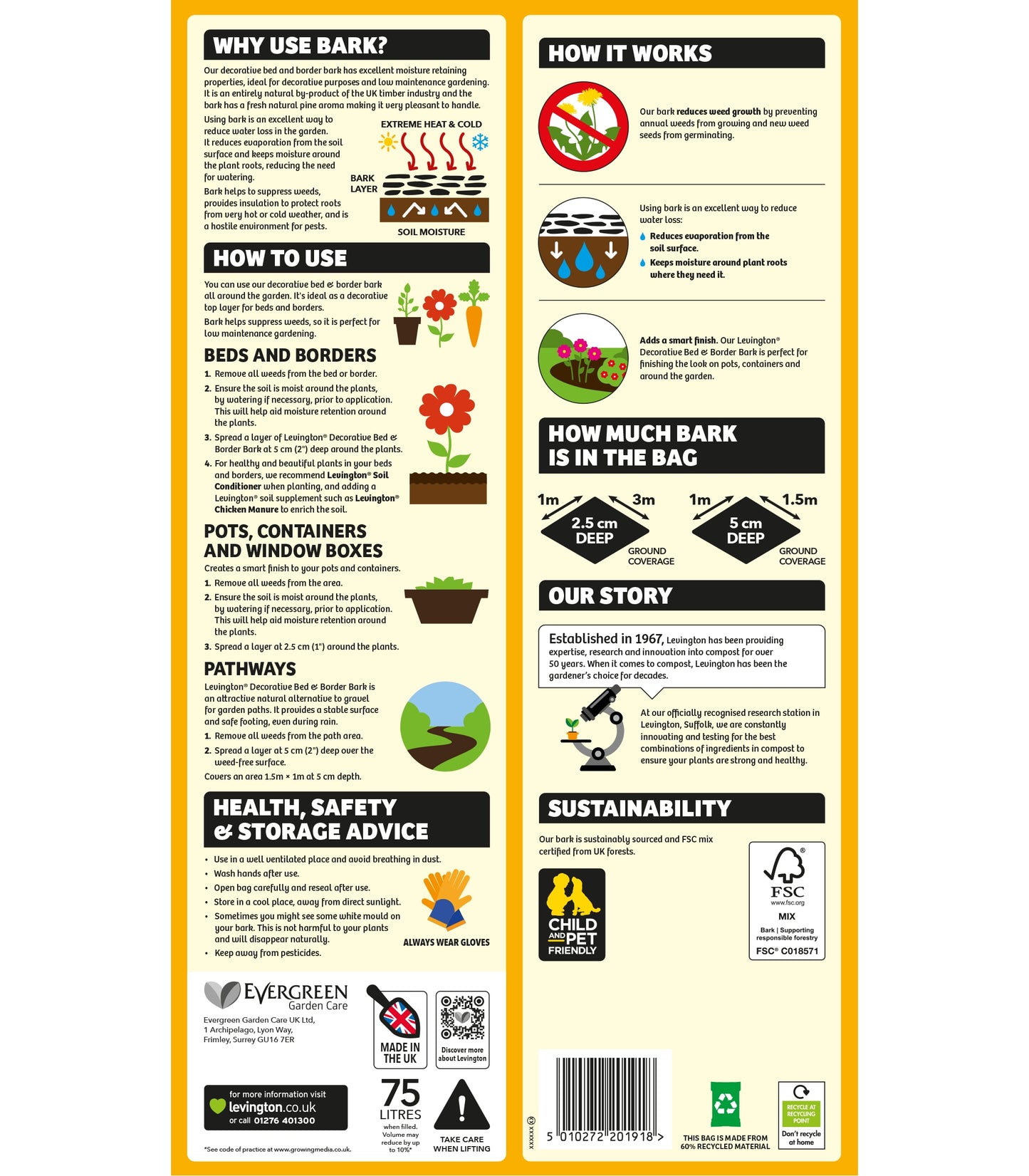 Levington Decorative Bed & Border Bark 75L