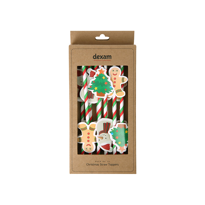 Dexam Pack of 12 Christmas Straw Toppers