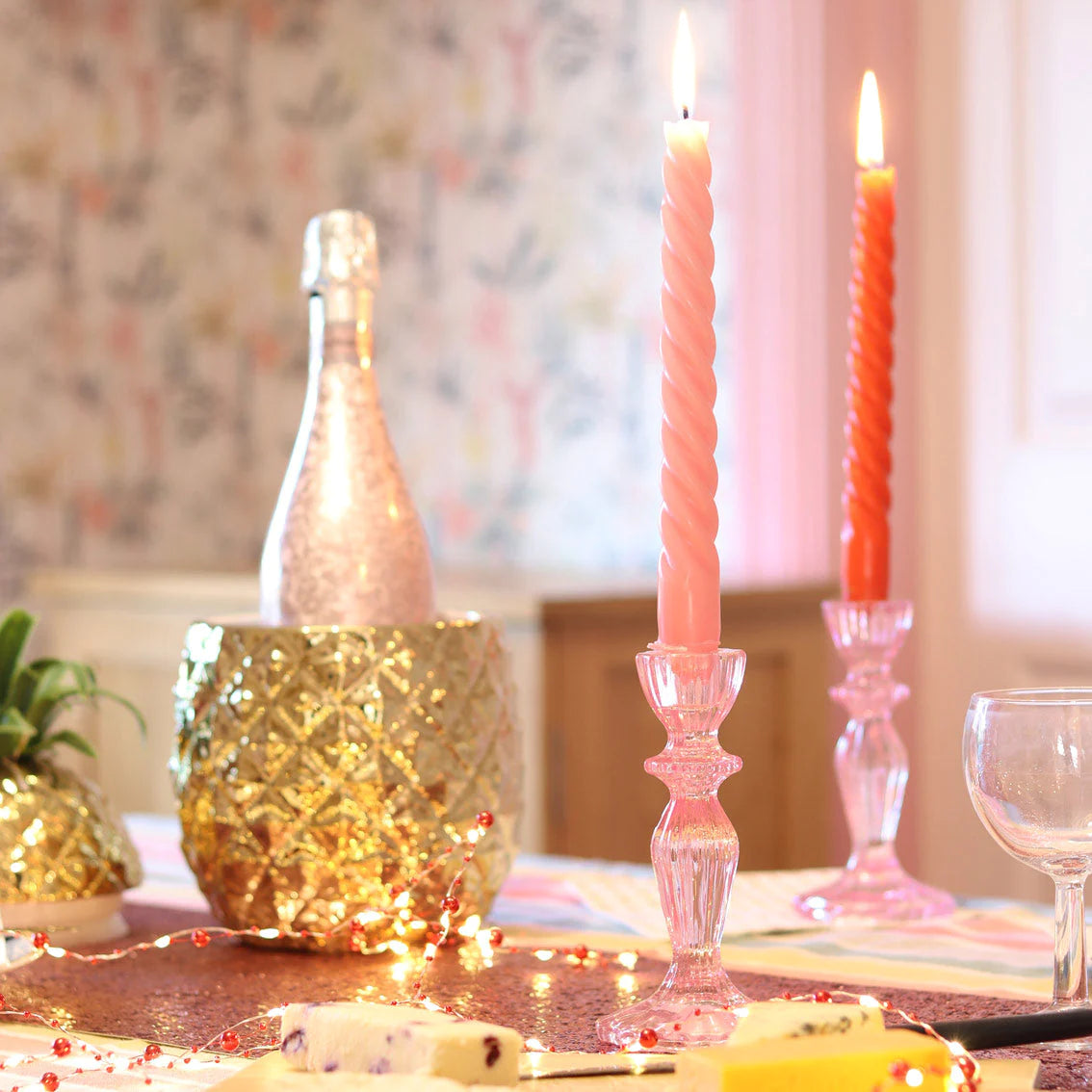 Talking Tables Boho Pink Glass Candle Holder