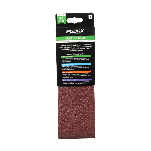 Addax Sanding Belts - 40 Grit - Red 75x533mm - 5PK