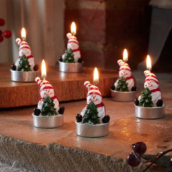 Smart Garden Snowman Tealight Candles Set of 6