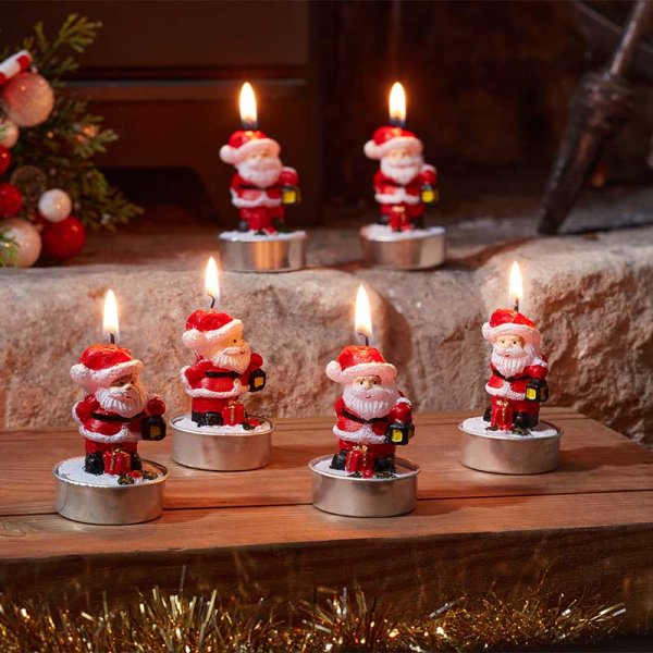 Three Kings Santa Tealight Candles Set of 6