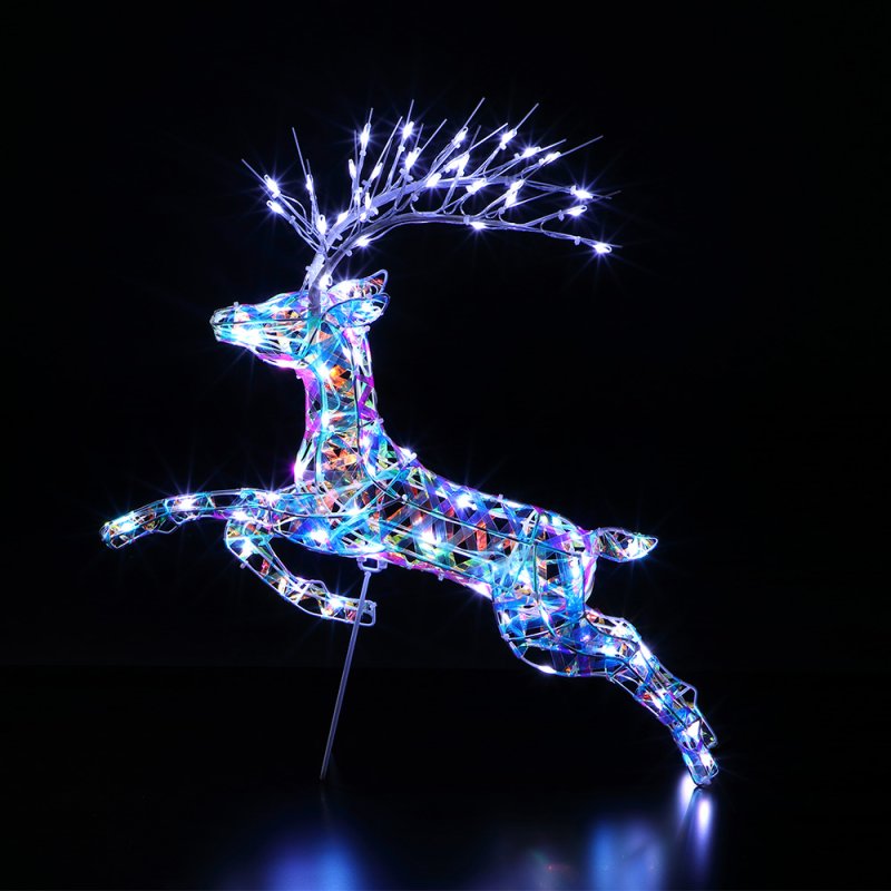 Noma Iridescent Leaping Stag with 80 White LEDs 55cm
