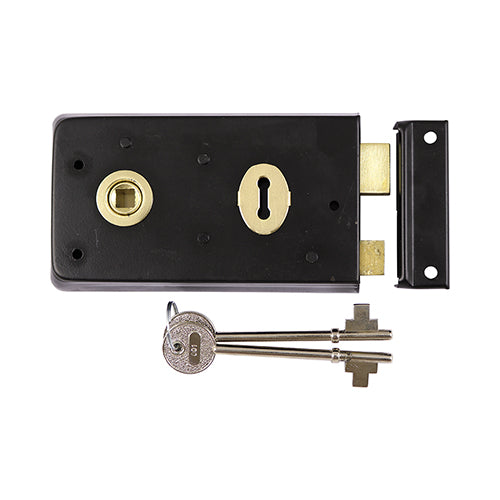 Timco Black Rim Sash Lock - Inward and Outward Keep