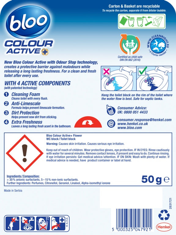 Bloo Colour Active Toilet Rim Block - Flower