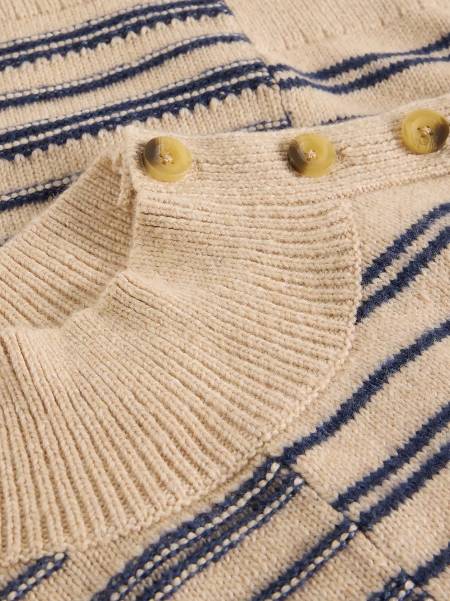 White Stuff Mix Stripe Stand Neck Jumper