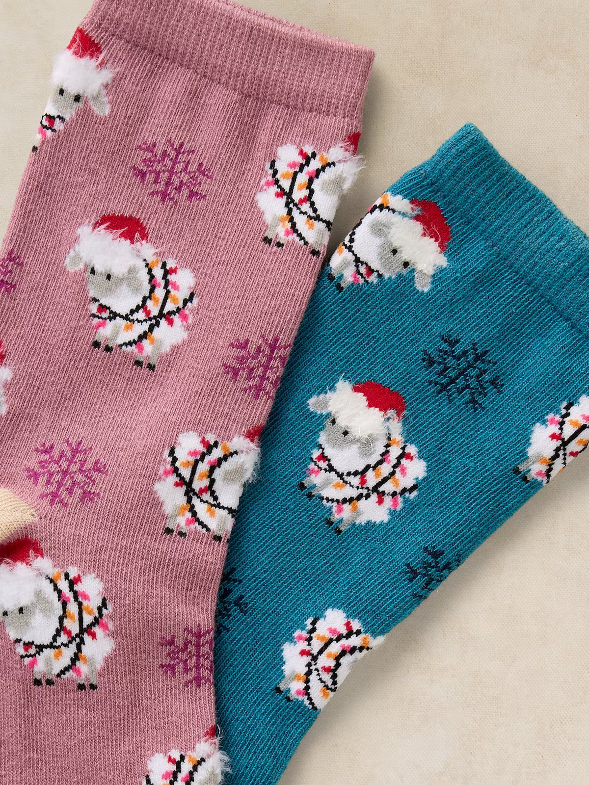 White Stuff Fluffy Christmas Sheep Socks 2 Pack