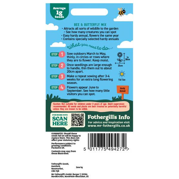 Fothergill's Little Gardeners Bee & Butterfly Mix Seeds