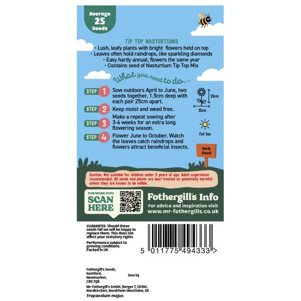 Fothergill's Little Gardeners Tip Top Nasturtiums Seeds
