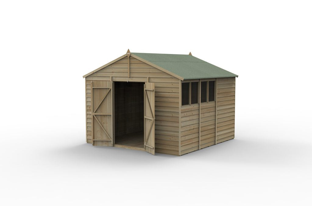 Forest Garden 4life Apex Shed 10x10 with Double Door and 4 Windows
