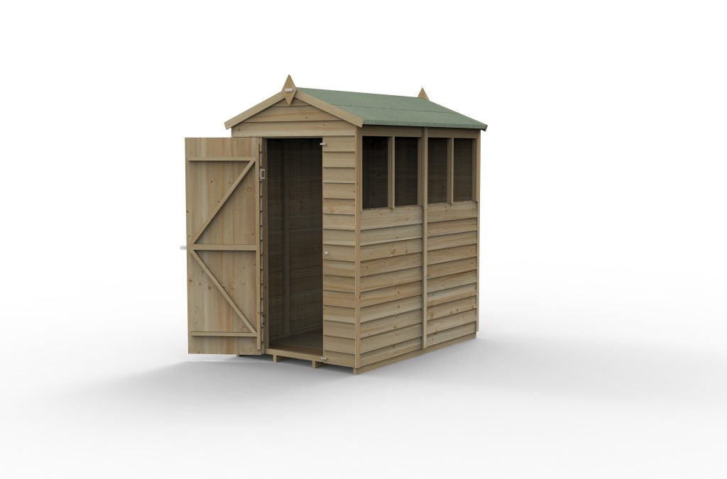 Forest Garden 4life Apex Shed 4x6 - Single Door - 4 Windows