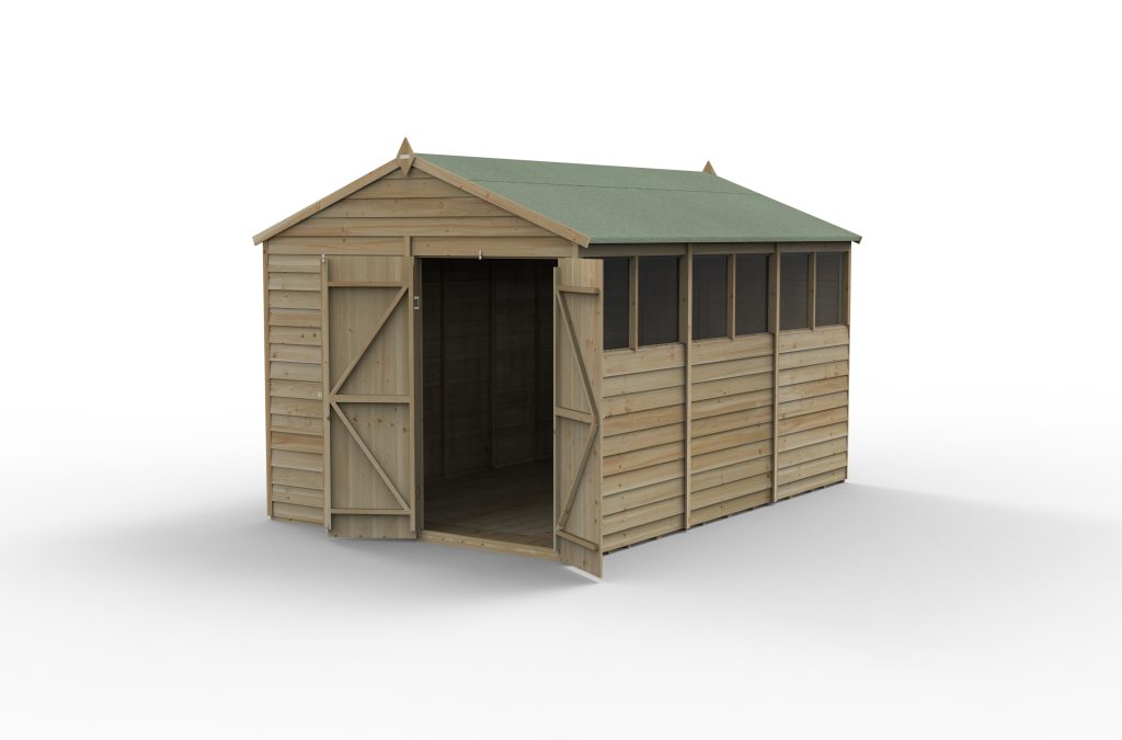 Forest Garden 4life Apex Shed 8x12 - Double Door - 6 Windows