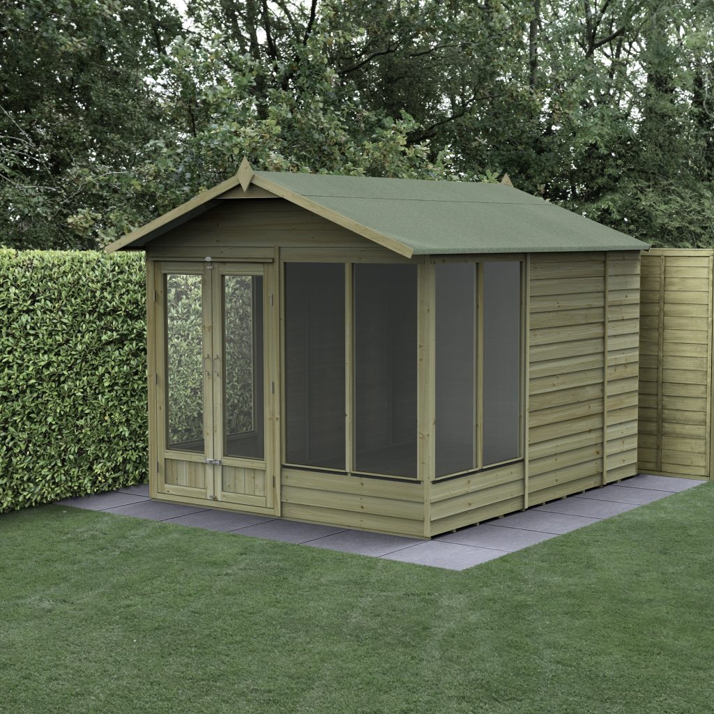 Forest Garden 4life Apex Summerhouse 8x10 with Double Doors and 6 Windows