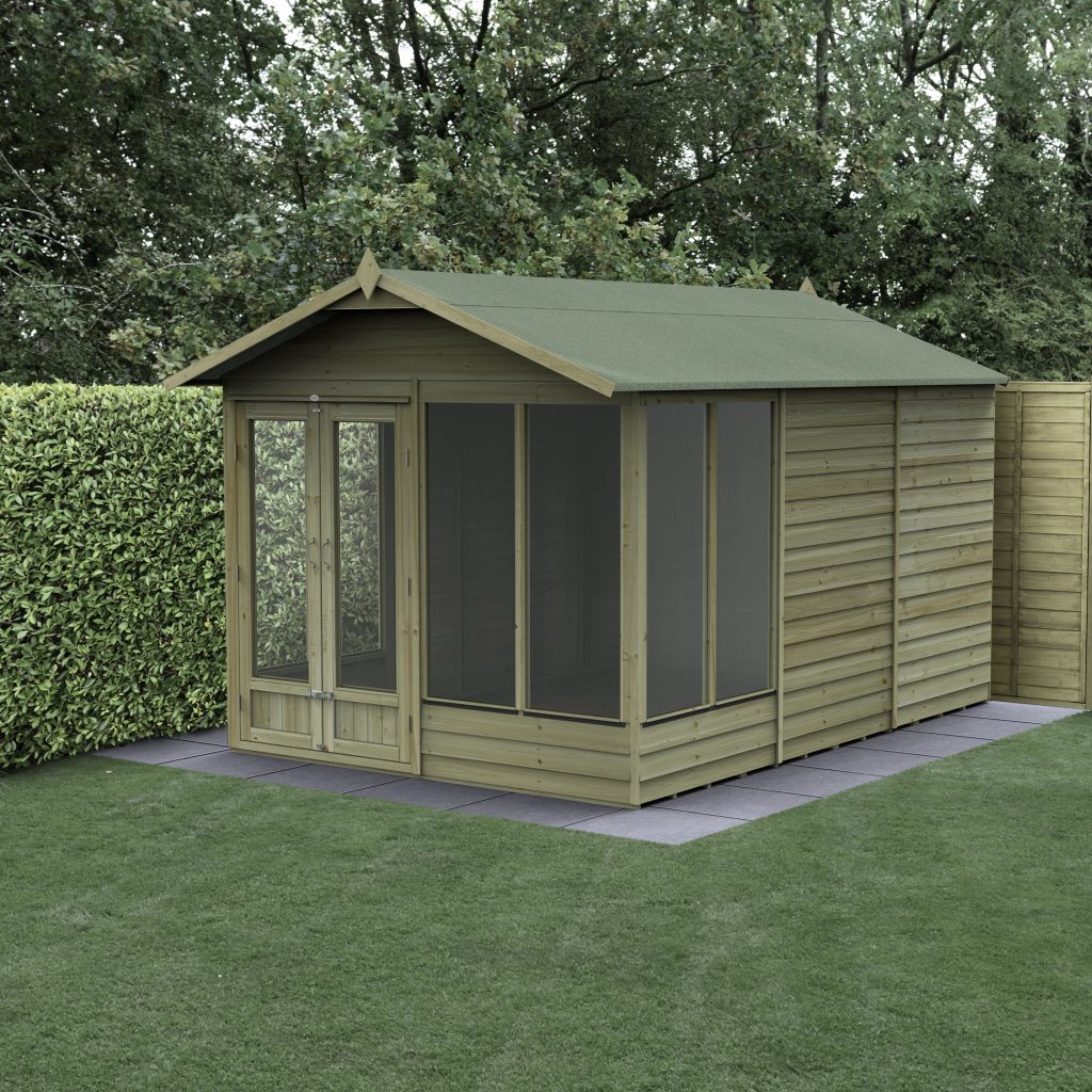 Forest Garden 4life Apex Summerhouse 8x12 with Double Doors and 6 Windows