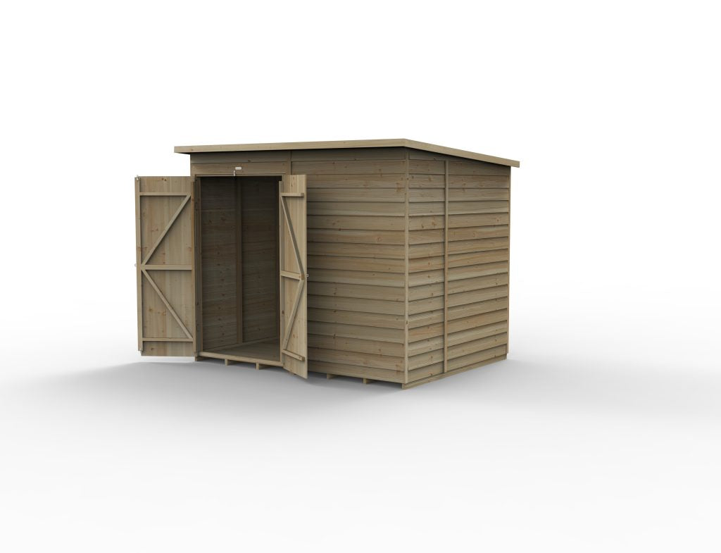 Forest Garden 4life Pent Shed 8x6 with No Windows and Double Door