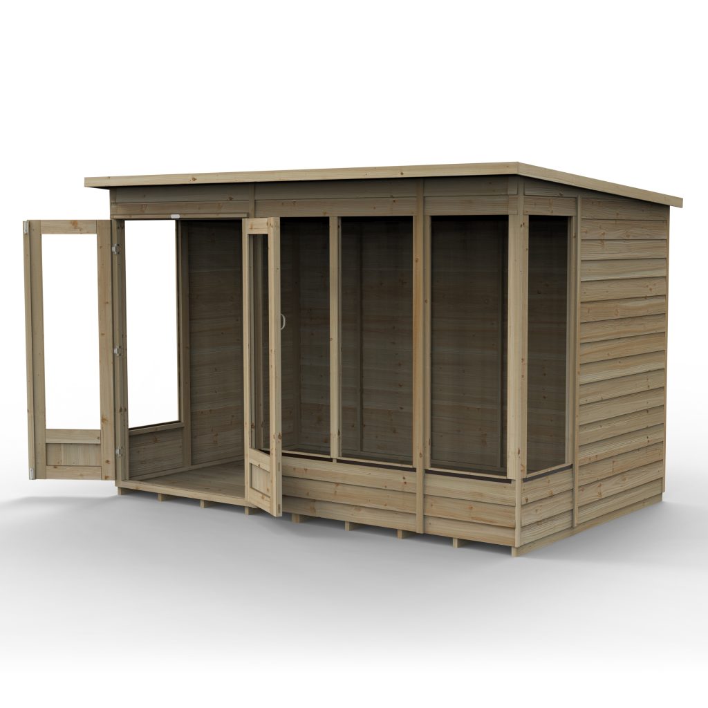 Forest Garden 4life Pent Summerhouse 10x6 with Double Door and 5 Windows