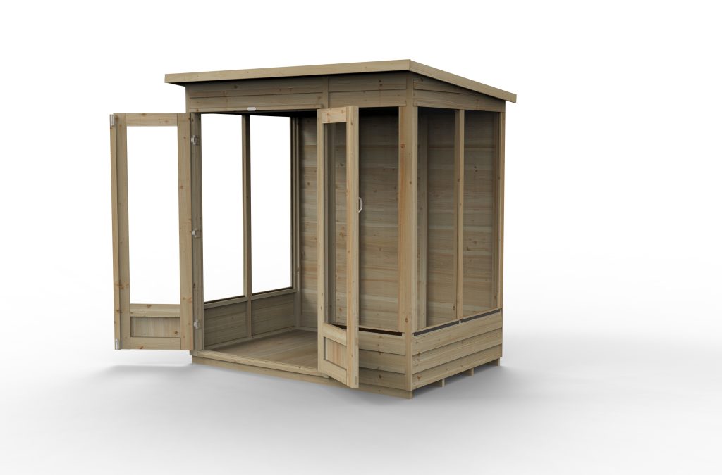 Forest Garden 4life Pent Summerhouse 6x4 with Double Doors and 5 Windows