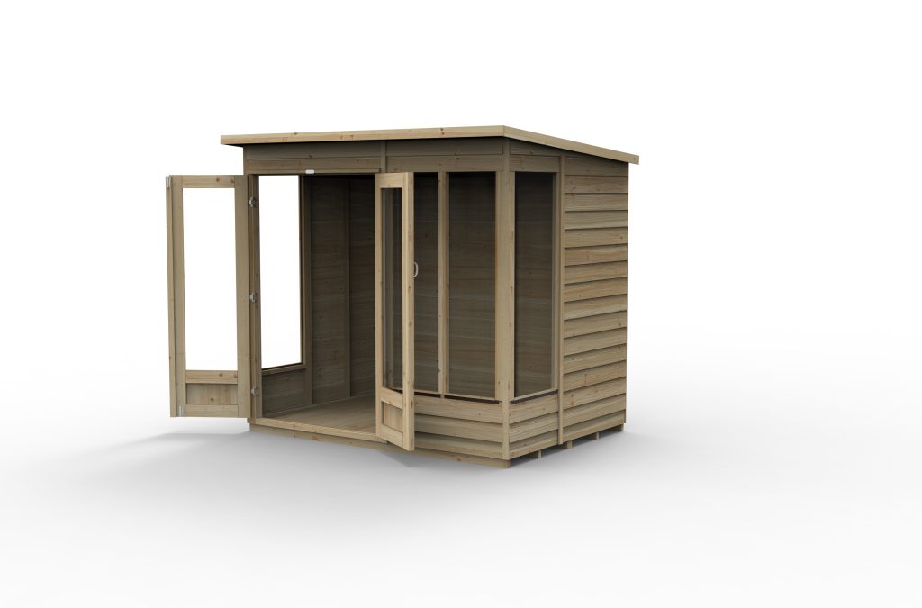 Forest Garden 4life Pent Summerhouse 7x5 with Double Doors and 4 Windows