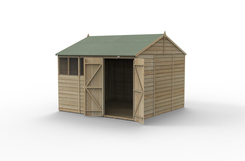 Forest Garden 4life Reverse Apex Shed 10x10 with Double Door and 4 Windows