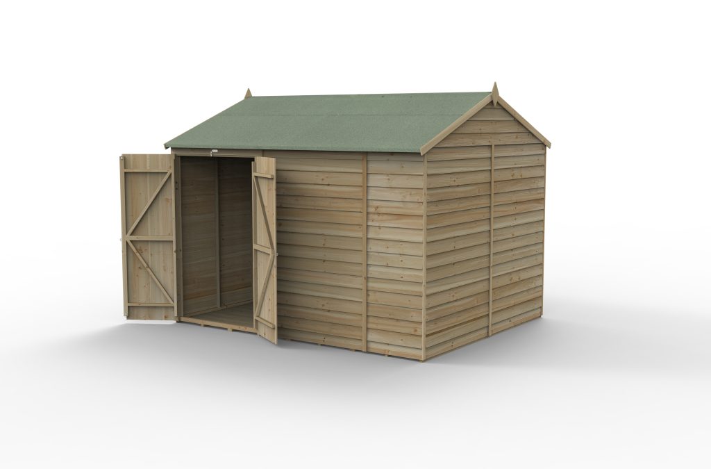 Forest Garden 4life Reverse Apex Shed 10x8 with Double Door and No Windows