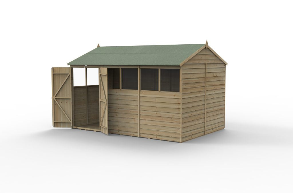 Forest Garden 4life Reverse Apex Shed 12x8 with Double Door and 6 Windows