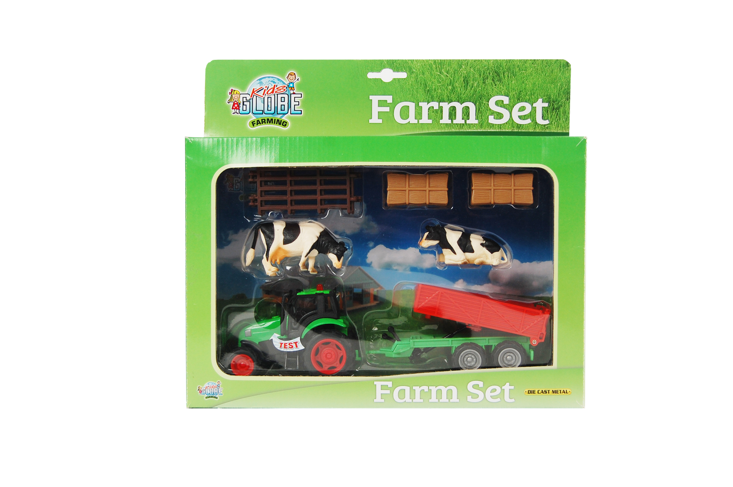 Kids Globe Tractor and Trailer Farm Playset