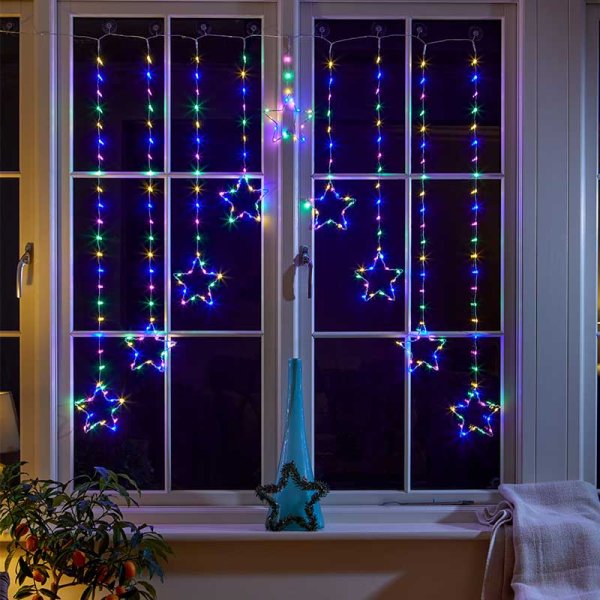 Three Kings Star Curtain Lights - Multi Coloured