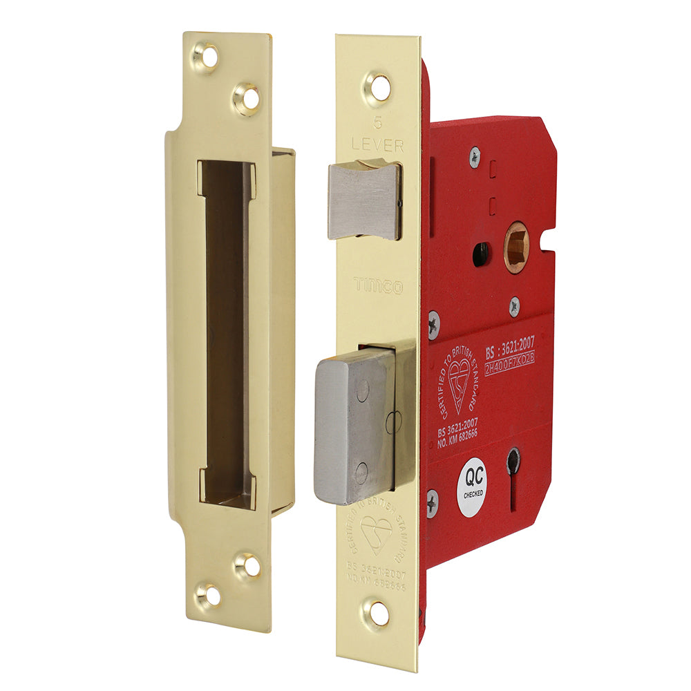 Timco 5 Lever British Standard CE Sashlock - Electro Brass