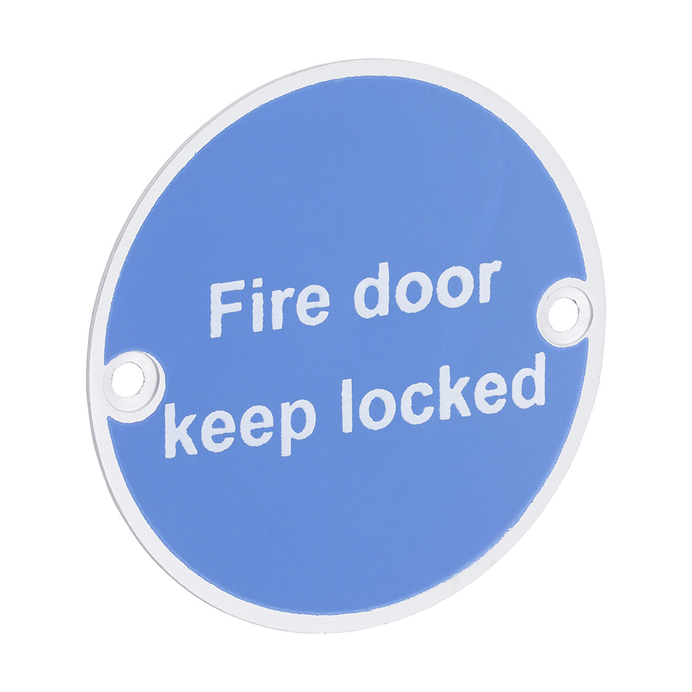 Timco Fire Door Keep Locked Sign - Satin Anodised Aluminium