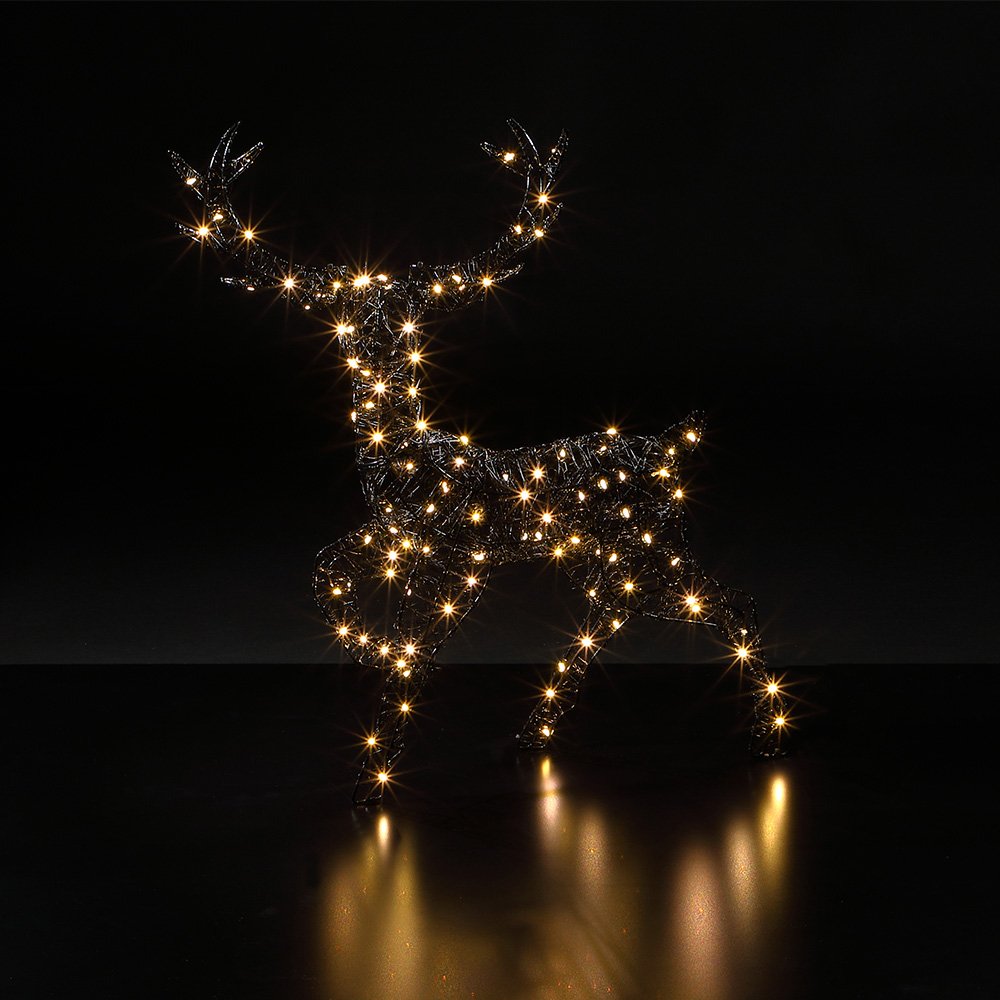 Noma Black Wire Stag with 150 Warm White LEDs 52cm