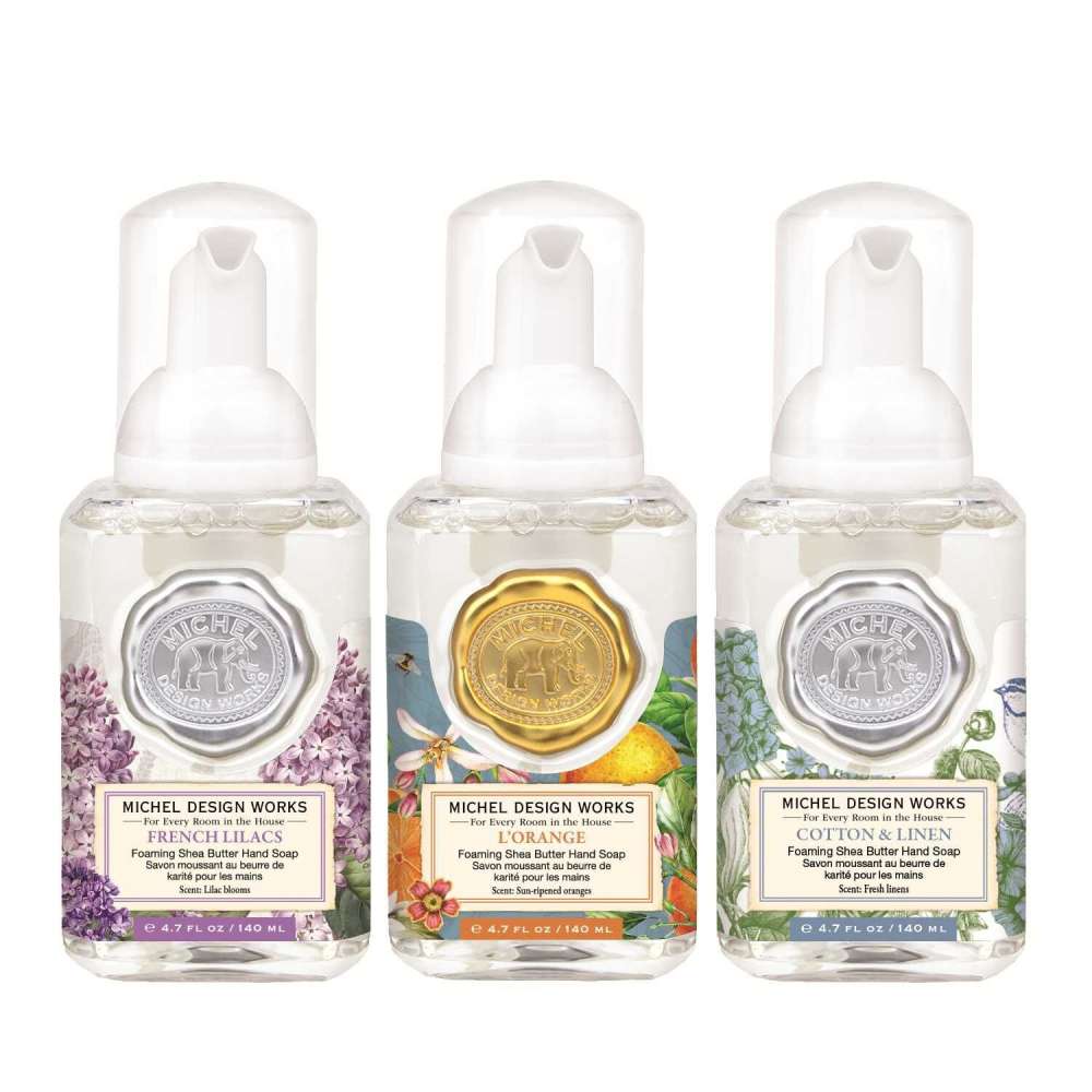 Michel Design Works Seasonal Fragrances Cotton, Lilac & Orange Mini Foaming Hand Soap Set