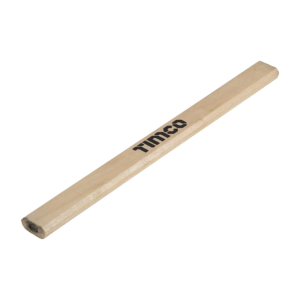 TIMCO Carpenters Pencils 12 Pack showing flat red wooden pencils with thick graphite lead