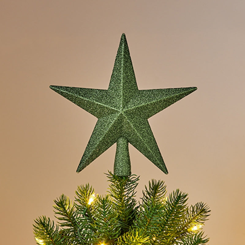 Premier 20cm Sage Green Tree Top Star Glitter Finish