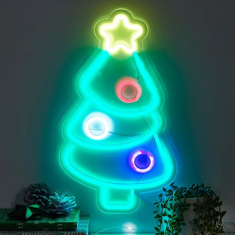 Smart Garden NeonEsque Bauble Tree LED light illuminated on an indoor wall