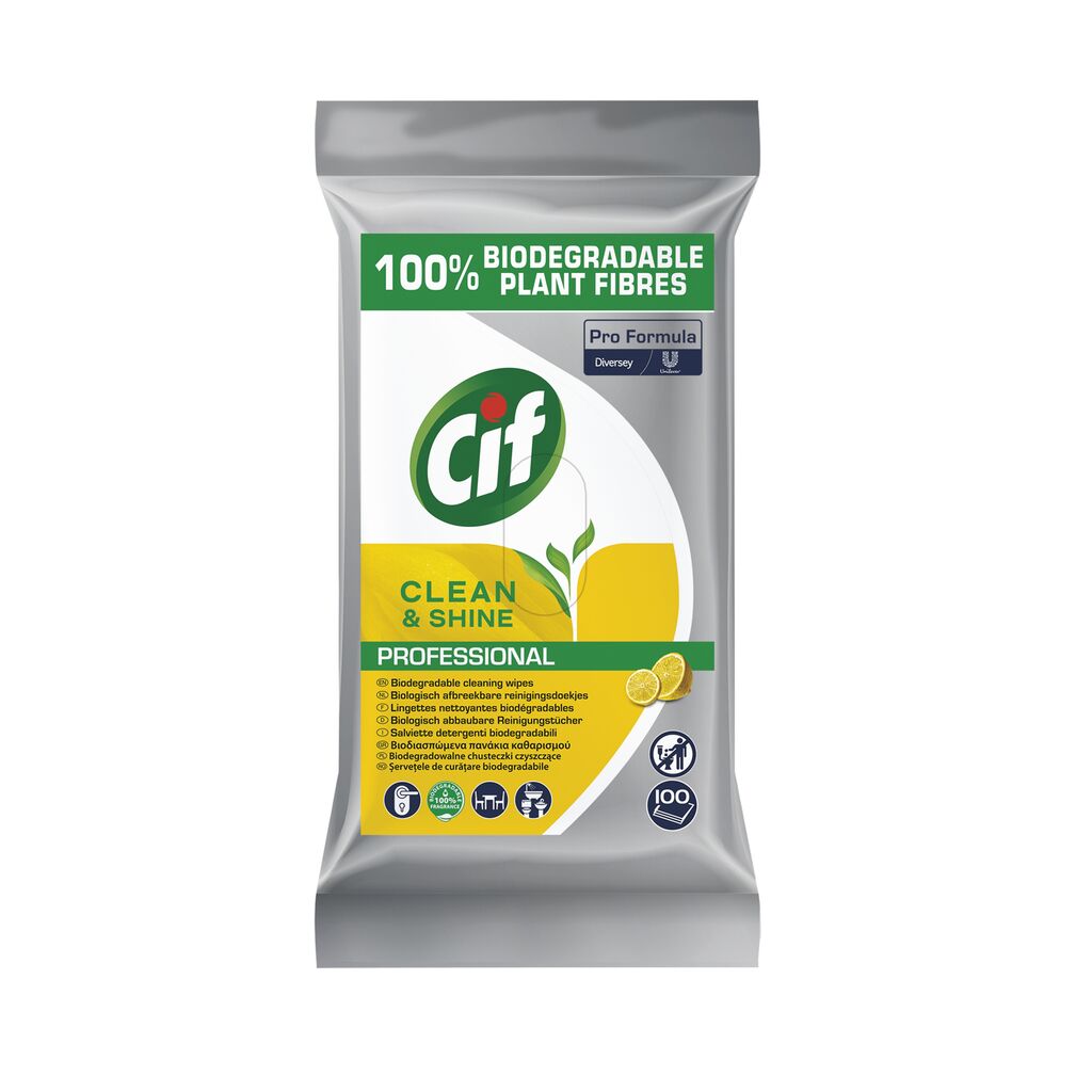Cif Professional Shine & Clean Wipes - 100 Pack