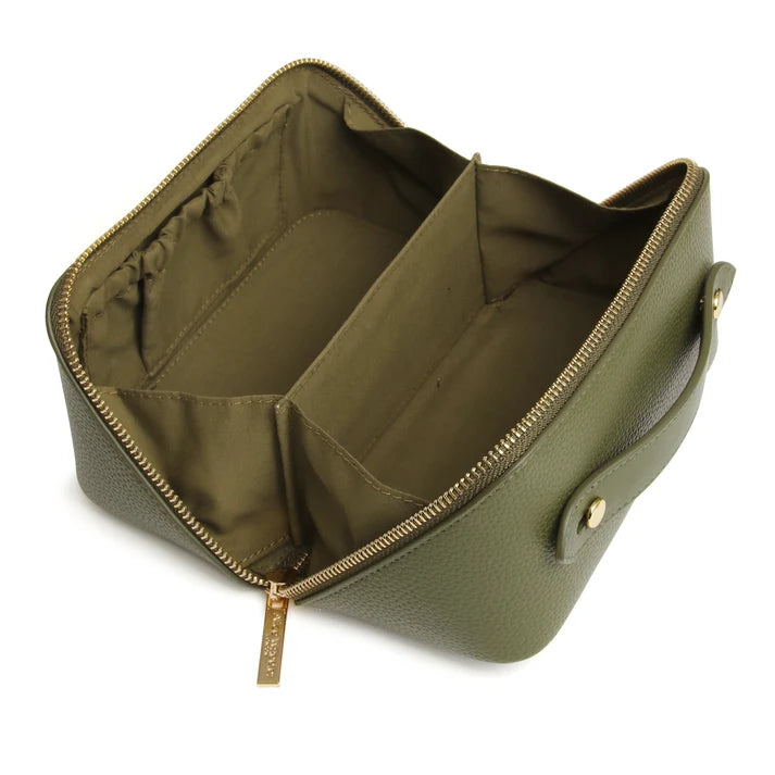 Alice Wheeler Kensington mini vegan leather train case with gold zip closure and signature honeybee emblem