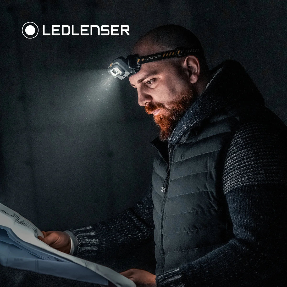 LED LENSER HF8R Work Rechargeable Head Torch Yellow