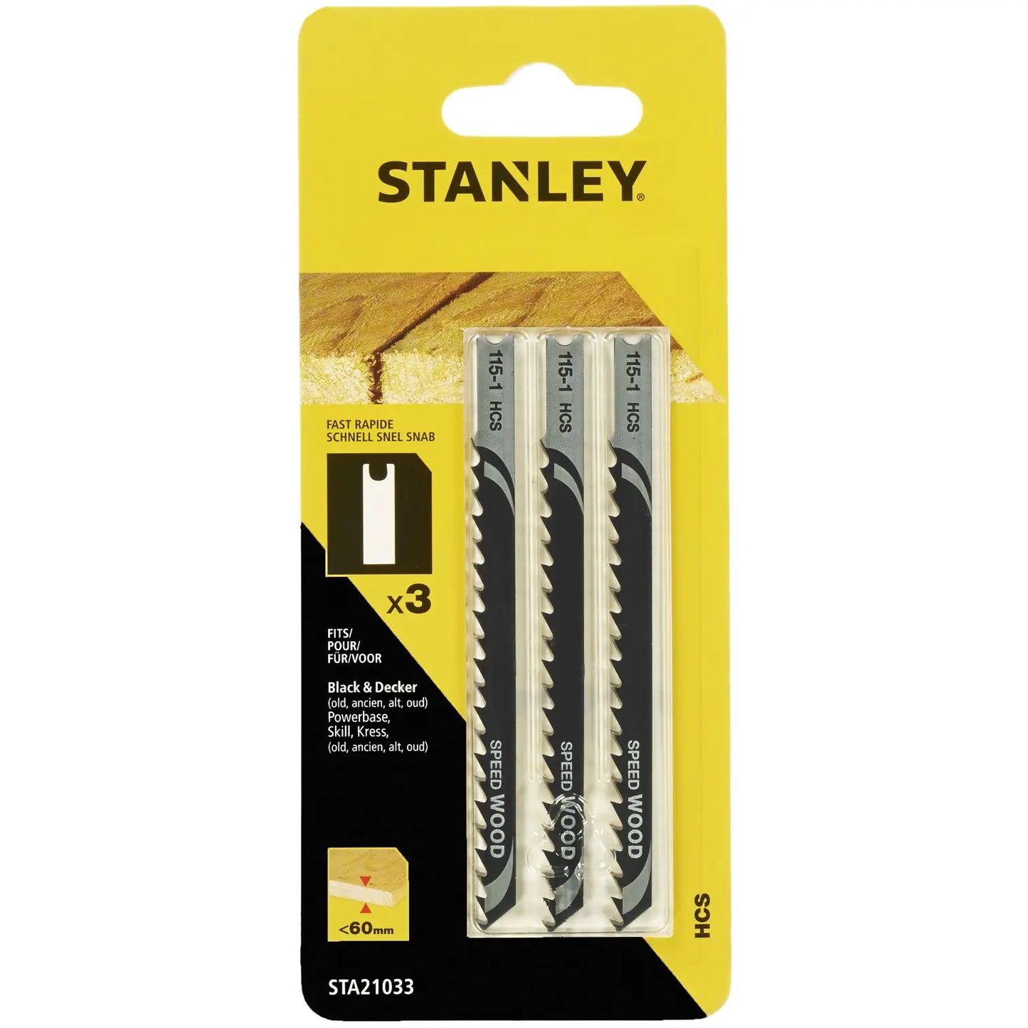 Stanley Jigsaw Blade,U Shank, Fast/Very: Hcs,Woo