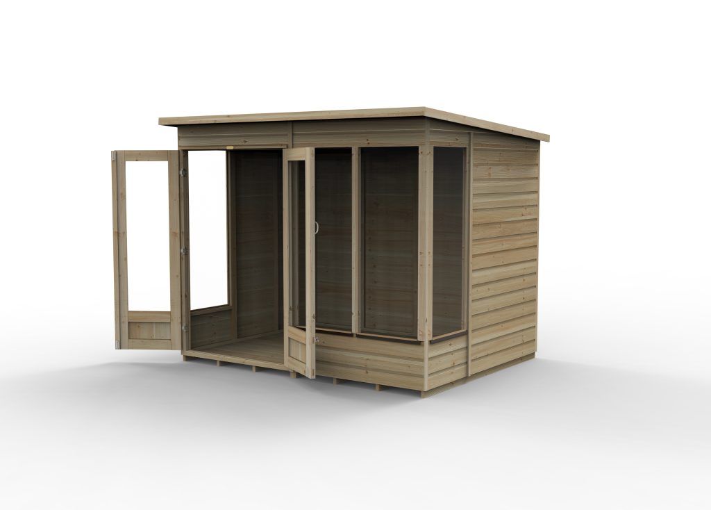 Forest Garden Beckwood Pent Summerhouse 8x6 - Double Door - 4 Windows