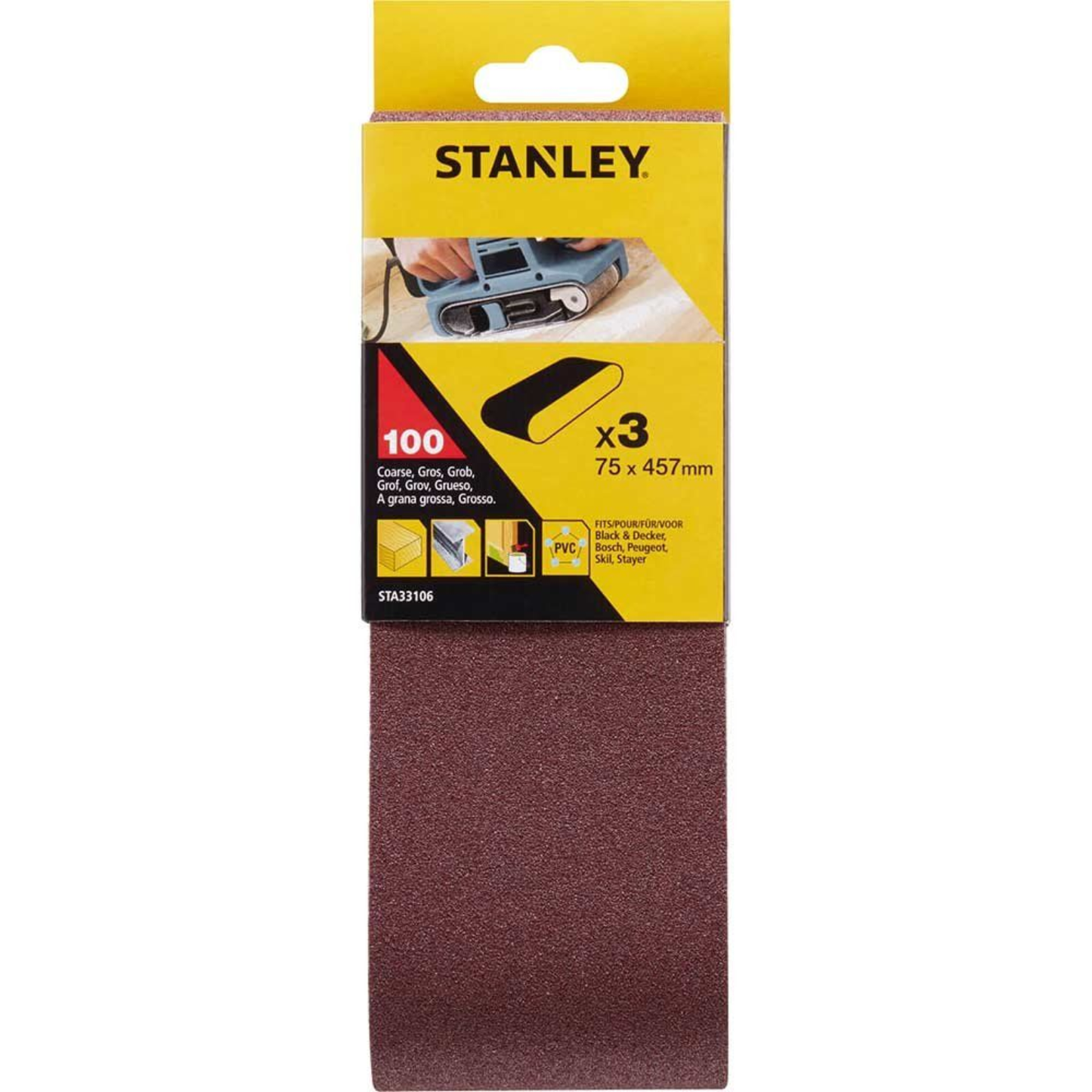 Stanley Sanding Belts - 75 X 457 100G