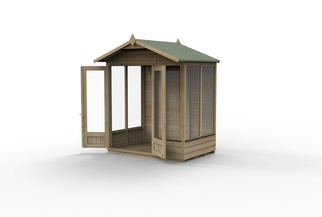 Forest Garden Beckwood Apex Summerhouse 6x4 - Double Door - 5 Windows