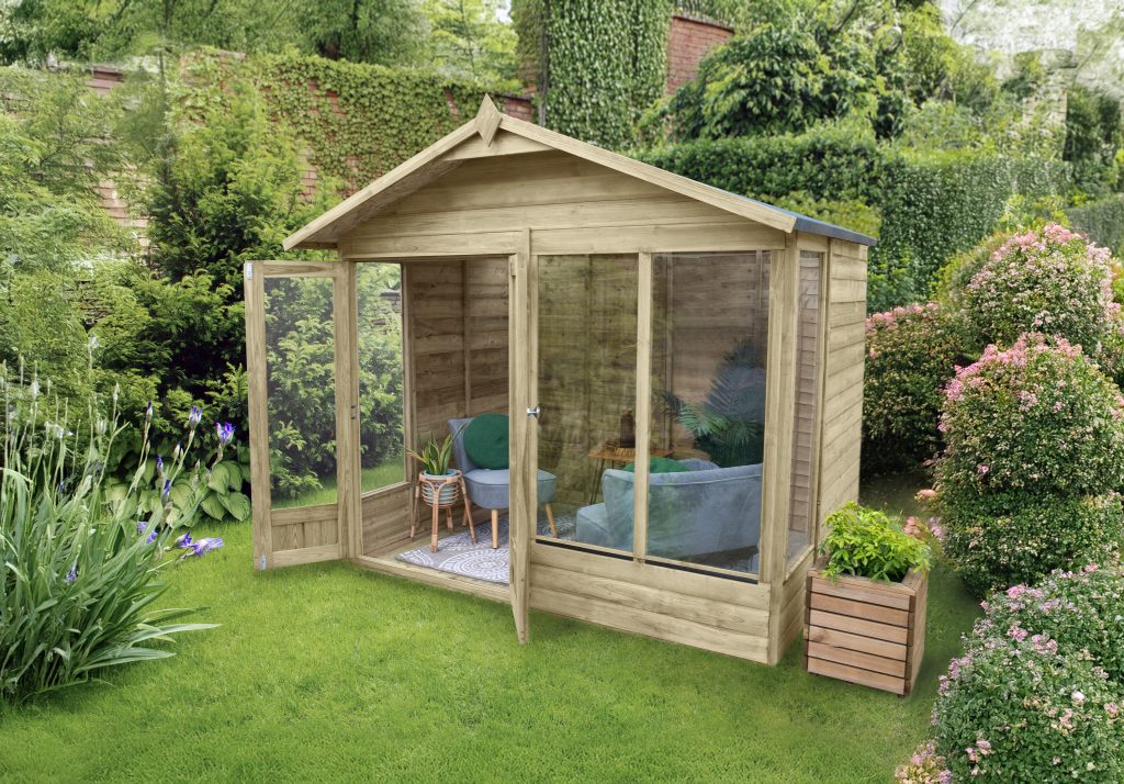 Forest Garden Beckwood Apex Summerhouse 8x6 - Double Door - 4 Windows