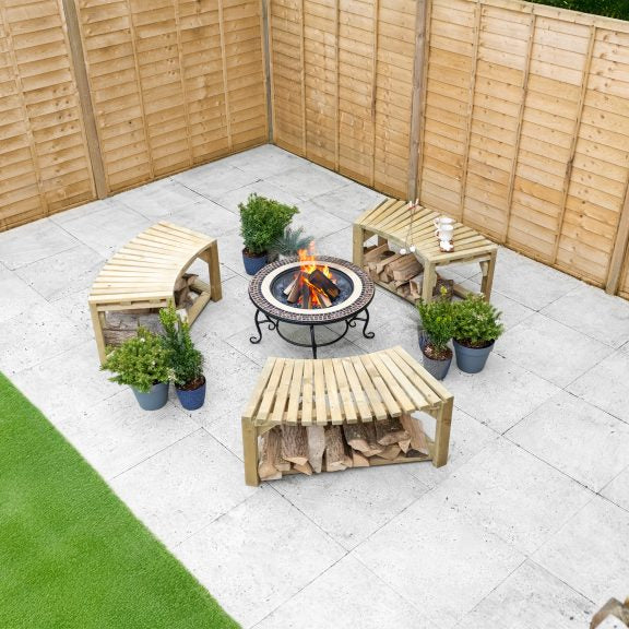 Forest Garden Curved Firepit Bench
