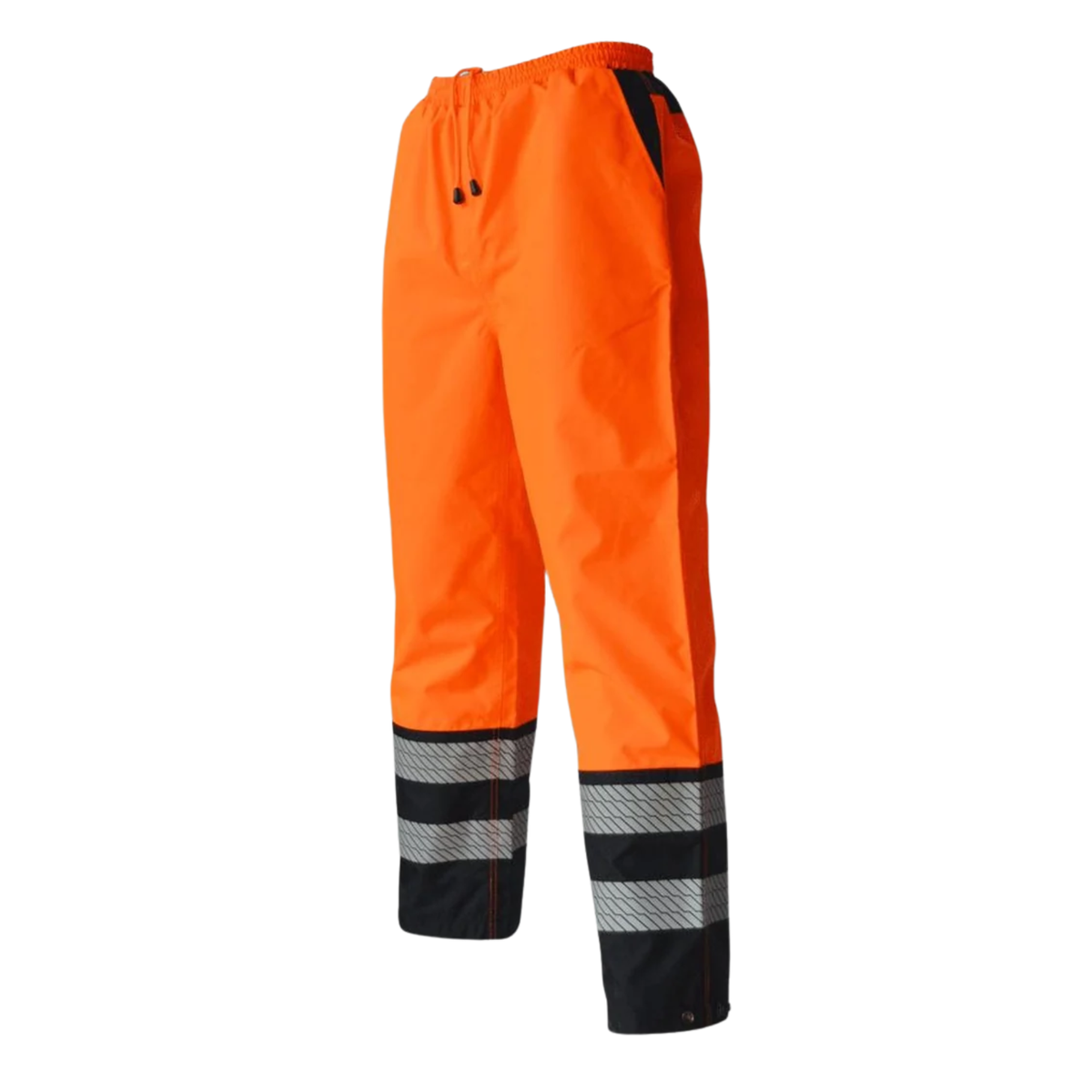 STEIN EVO III high-visibility orange waterproof over trousers with reflective strips and adjustable ankle cuffs