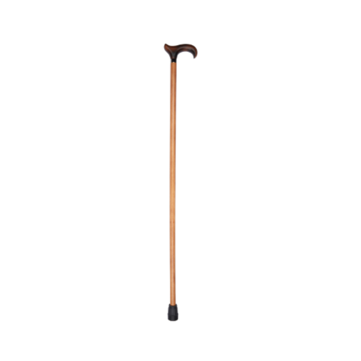 Charles Buyers extra strong and long natural brown hardwood walking stick featuring a classic derby handle and rubber ferrule