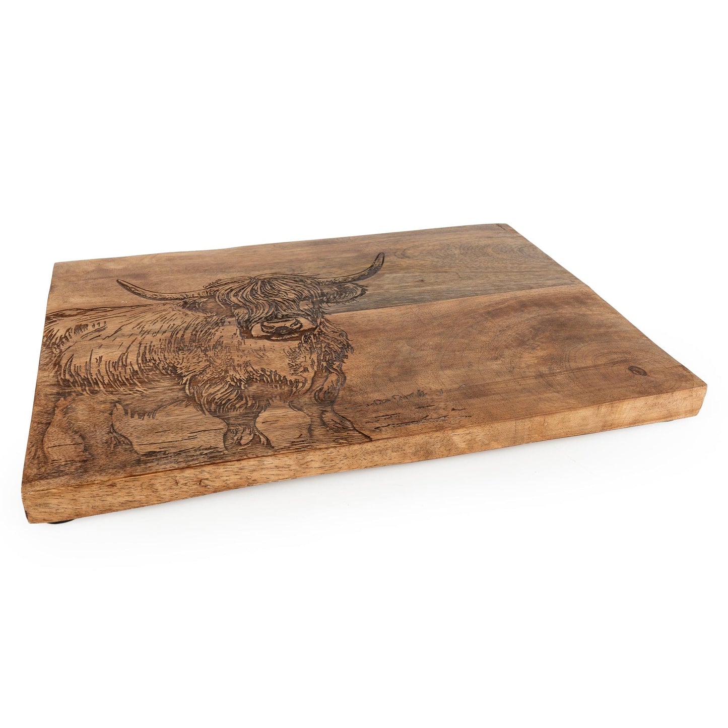 Candlelight Engraved Highland Cow Wooden Placemat Set