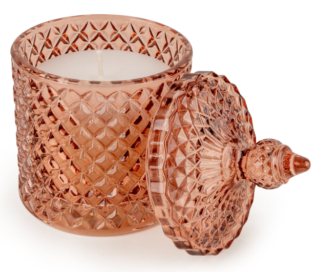 Candlelight Jhangye Pink Round Embossed Lidded Candle Jar