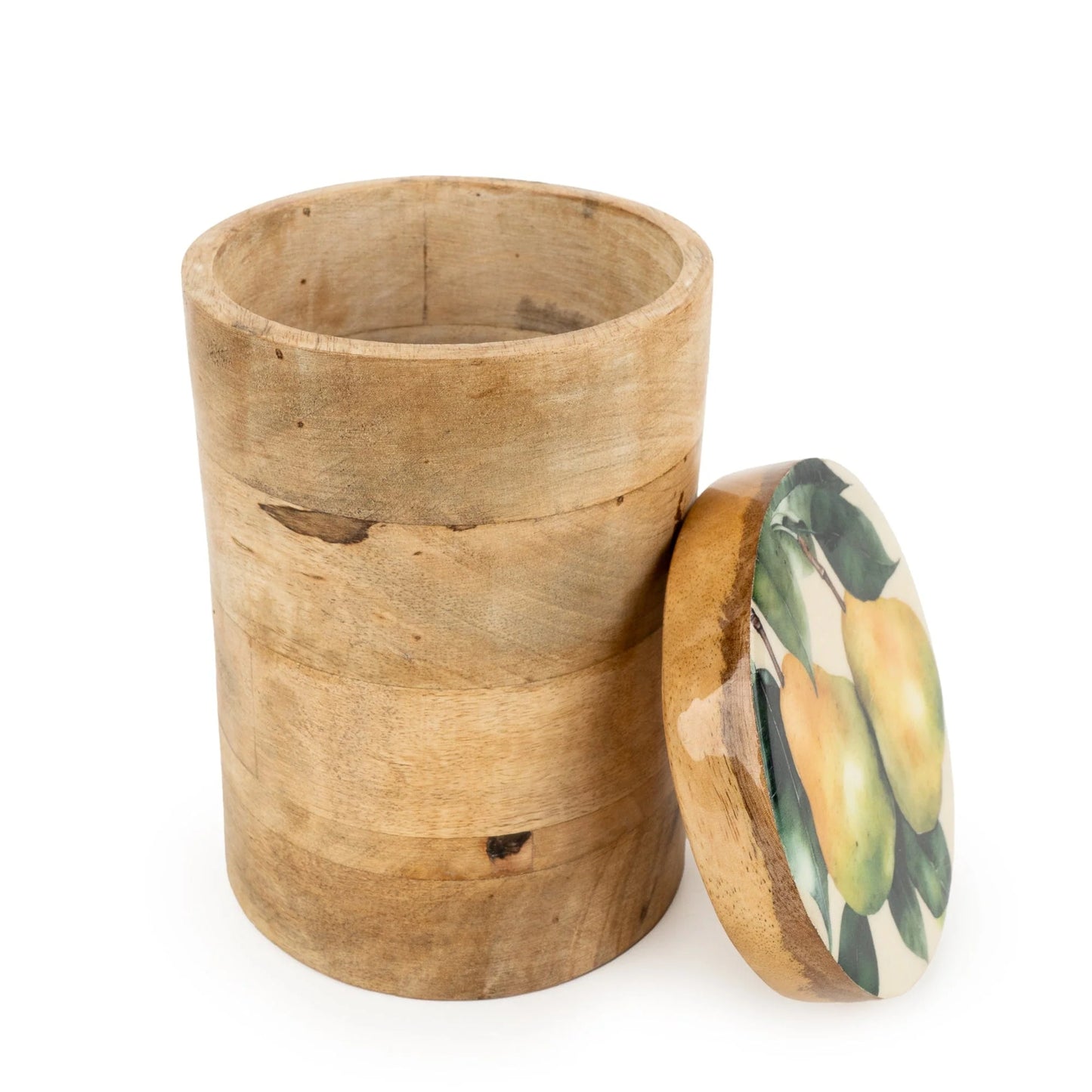 Candlelight Pears Large Wooden Storage Jar